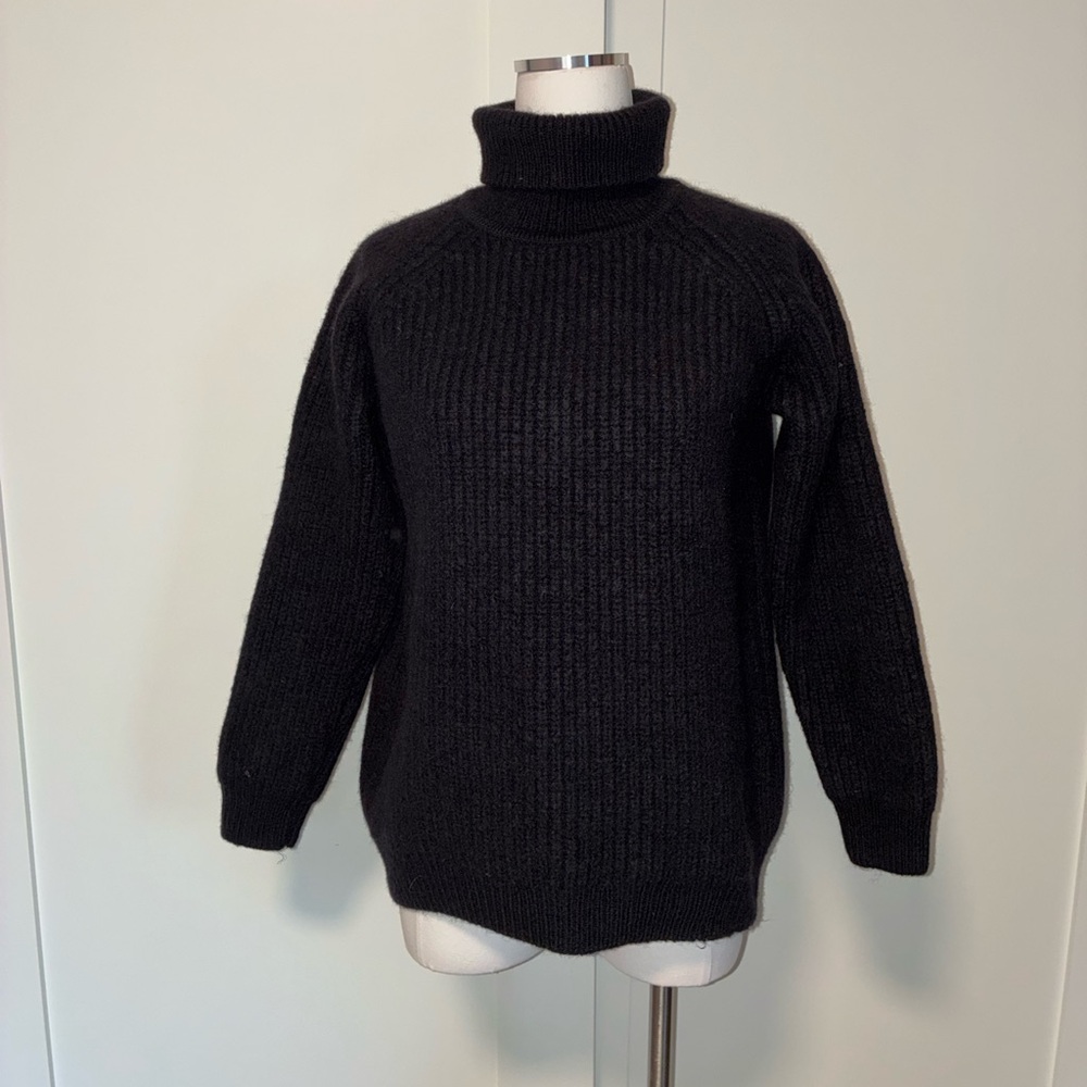 Aran Black Turtleneck Sweater